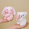With Floral Blanket Bear Wear Rose Doll 15cm Bouquet Rabbit Doll Rose Bear Plush Toy  Anniversary
