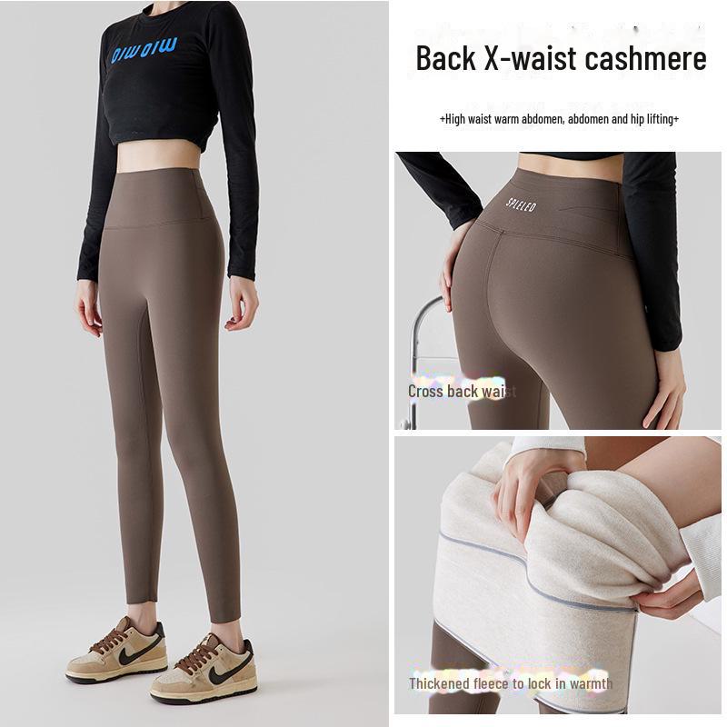Women's Slim Fit Cashmere-Blend Fleece Leggings for Autumn/Winter