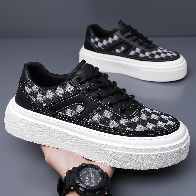 Fashion British Style Men Comfy Designer Lace-Up Shoes Brand Genuine Leather Thick Bottom Board Shoes2025New Fashion Casual Walking Shoe