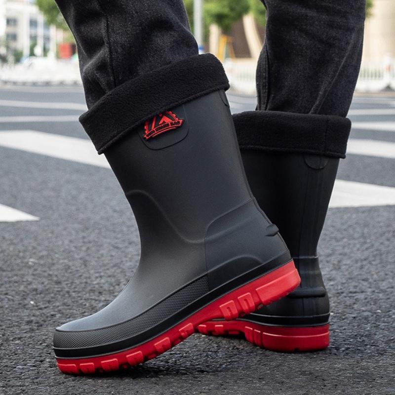 Brand Men Rain Shoes Platform Breathable Slip On Waterproof Rain Boots Rubber Soft Sole Non Slip Work Shoes for Men Botas Hombre