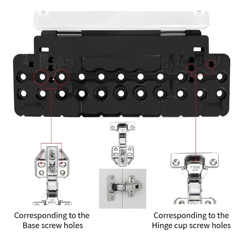 Hinge Installation Guide Tool Includes Auto Alignings Drill Bit and Closed Compartment Organization