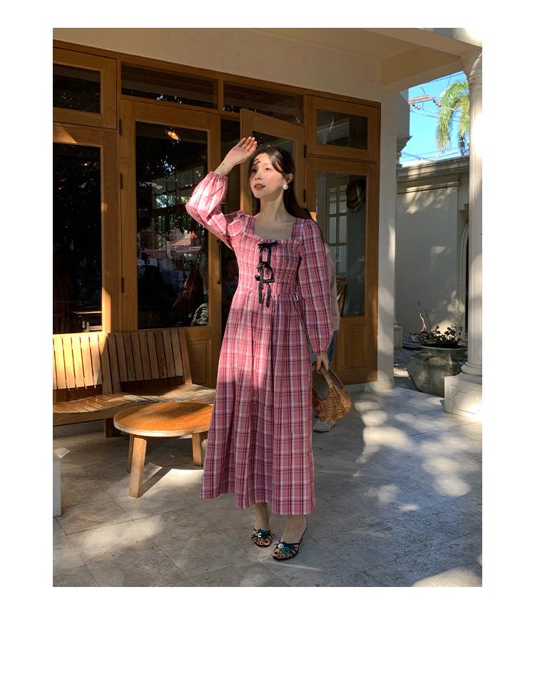 NEWOPEN 2025 Early Spring French Retro Striped Waist-Hugging Dress C3617