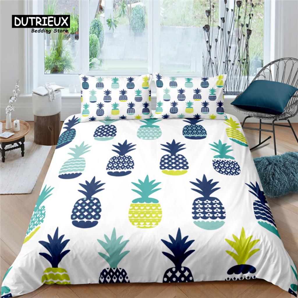 Luxury 3D Fruit Pineapple Print Home Living Comfortable Duvet Cover Pillowcase Kid Bedding Set Queen and King EU/US/AU/UK Size