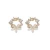 Boucles d'oreilles pendantes élégantes 2025 avec fleur en zircon œil-de-chat français et aiguilles en argent 925