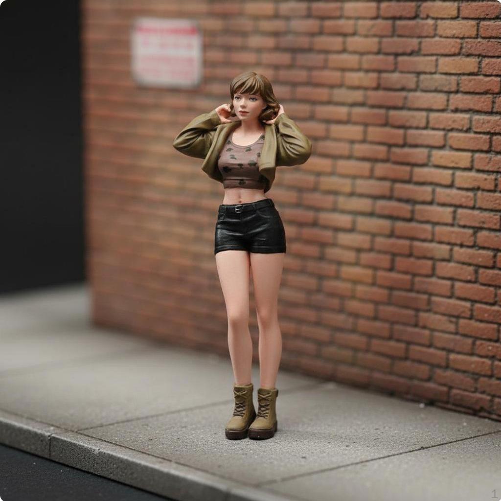 Miniature Standing Girl Figure High Detail Female Figurine Highly Detailed Diorama for