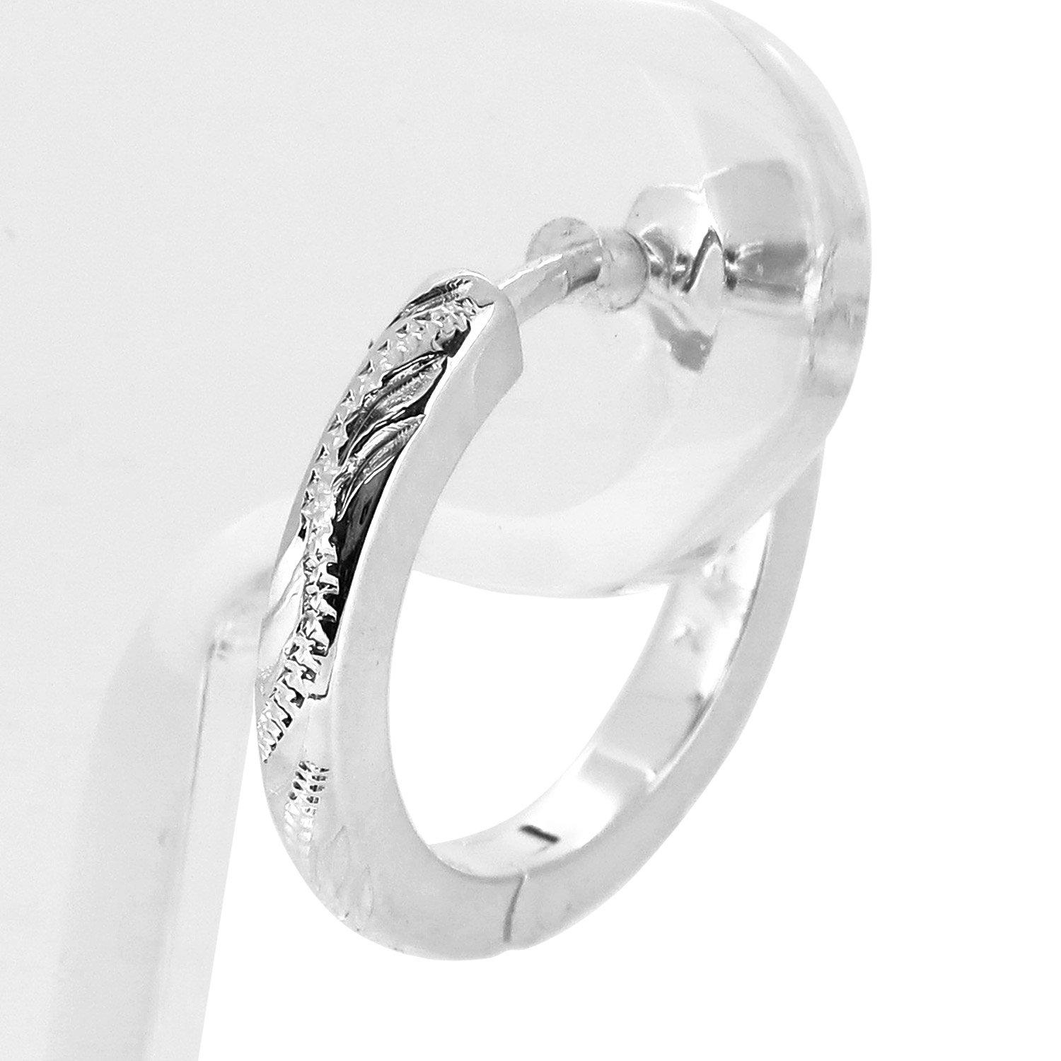 

Серьги-кольца Shinjuku Gin no Kura Гавайские ювелирные изделия С гравировкой в виде свитков Серебро 925 пробы Прокалываемые серьги с дизайном океанской волны и природы Ручная резьба (Одиночная серьга)