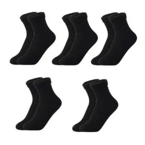 5PCS Women's Bare Legs Thickened Plush Meat Color Winter Postpartum Plush Warm Cotton Socks Artifact Mid Tube Snow Socks for Wom