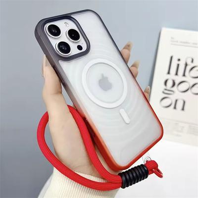 Funda de Color Degradado con Textura de Agua para iPhone 16 Pro Max 11 12 13 14 15 Pro Max 16 Plus Para Cubierta Magnética Magsafe Con Cordón