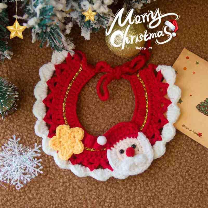 Handmade Knitted Wool Pet Scarf: Christmas Collar & Bib for Cats and Dogs