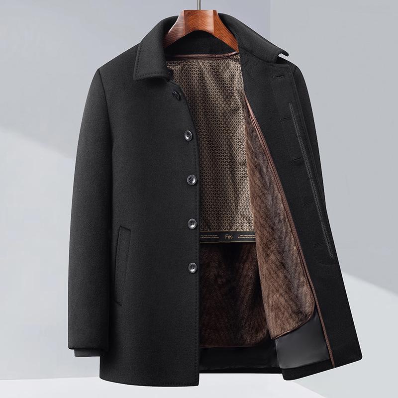 

Men s Business Casual Wool Coat with Detachable Liner 190 (165-180 Jin)