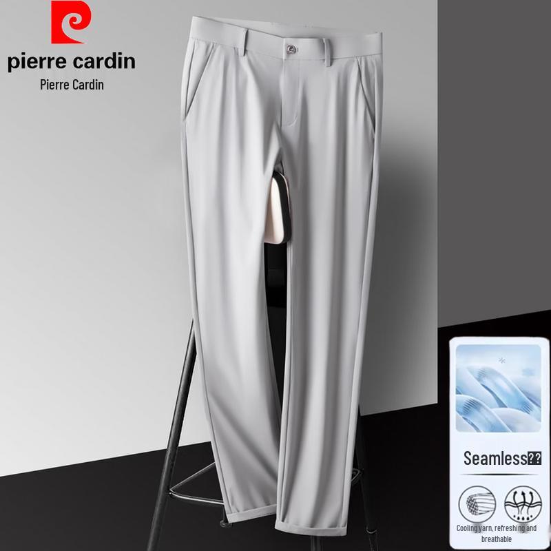 

Pierre Cardin Men s Summer Ice Silk Straight Fit Suit Trousers 34