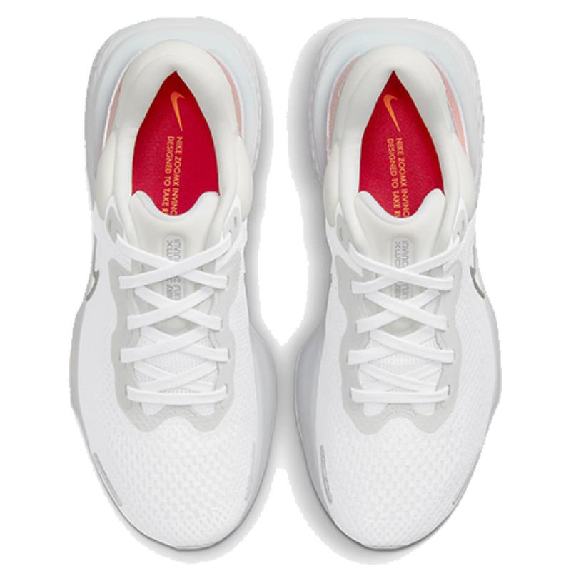 Nike ZoomX Invincible Run Flyknit White Pure Platinum Chile Red Sneakers Casual CT2228-102