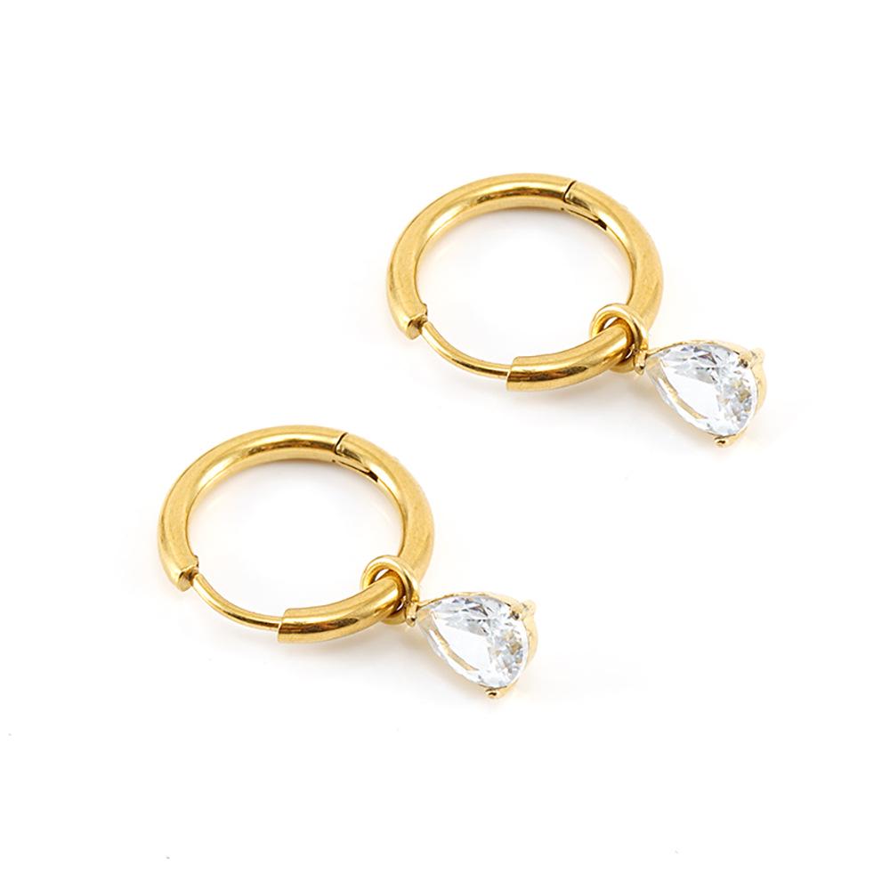 18k Gold-Plated Heart Pendant Earrings with Zircon