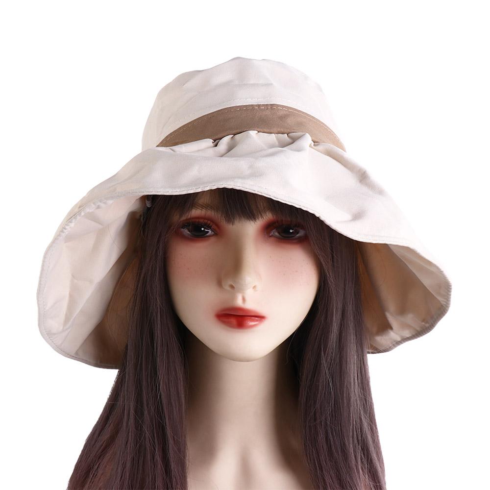 Large Brim Sun Protection Hat Adjustable Women Bucket Hat Casual Sunscreen Fisherman Hat Summer