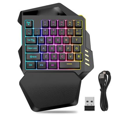 Jednoručná herná klávesnica 2.4G bezdrôtová RGB podsvietenie ABS 35 kláves herná klávesnica pre počítač