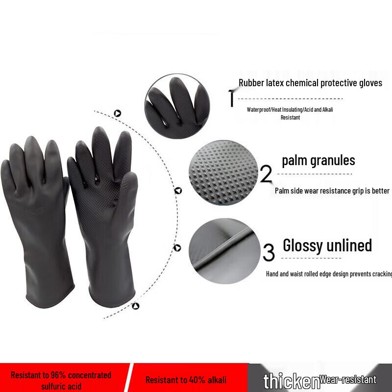 NHZHIW Heavy-Duty Chemical Resistant Rubber Gloves 40cm