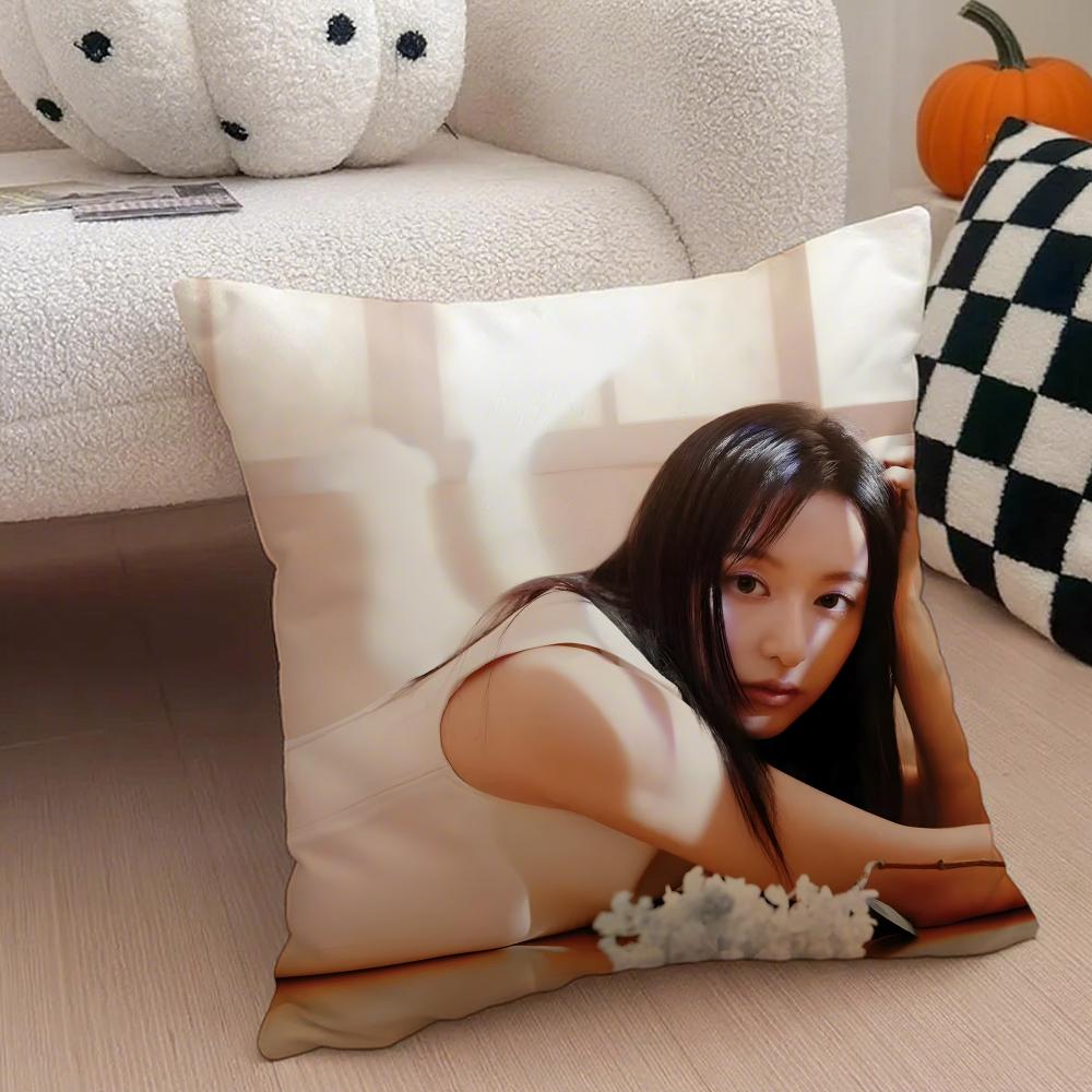 Korean KKim Ji Wons Beautiful Girl Cushion Cover Throw Pillow Cover Hidden Button Durable Polyester Chair Cushion