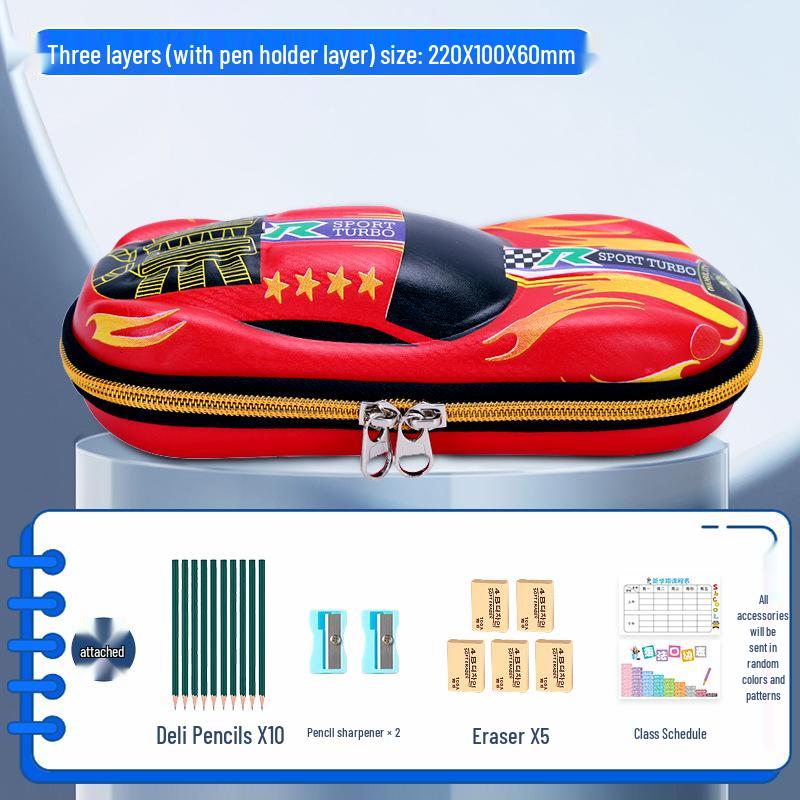 Multifunctional Pencil Case for Kids - Boys' & Girls' School Supplies Stationery Bag with Car Theme