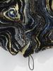ZAFUL Men's Swirl Print Faux Shearling Teddy Toggle Drawstring Patched Design Stand Collar Jacket