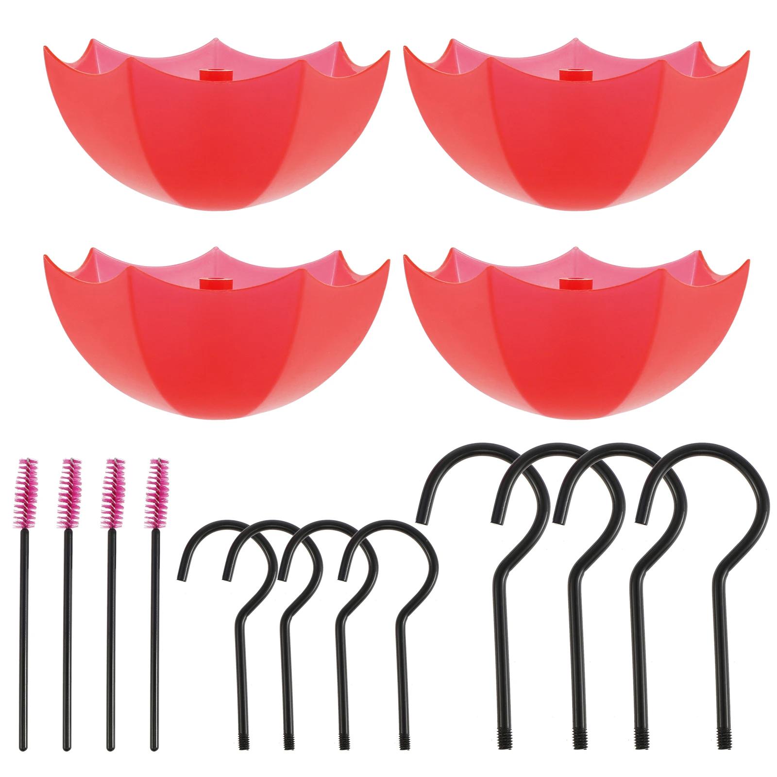 4 Pcs Hummingbird Feeder Anti Ant Hook 5 OZ Large Capacity Hummingbird Feeder Ant Guard Transparent Plastic Ant Moat with Hooks