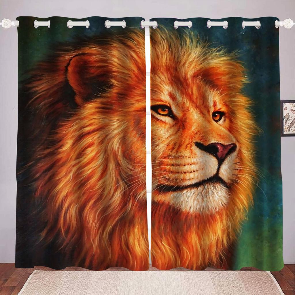 Lion King Dustproof 100% Polyester Blackout Curtains Curtains For Living Room Bedroom Drapes Home Decor