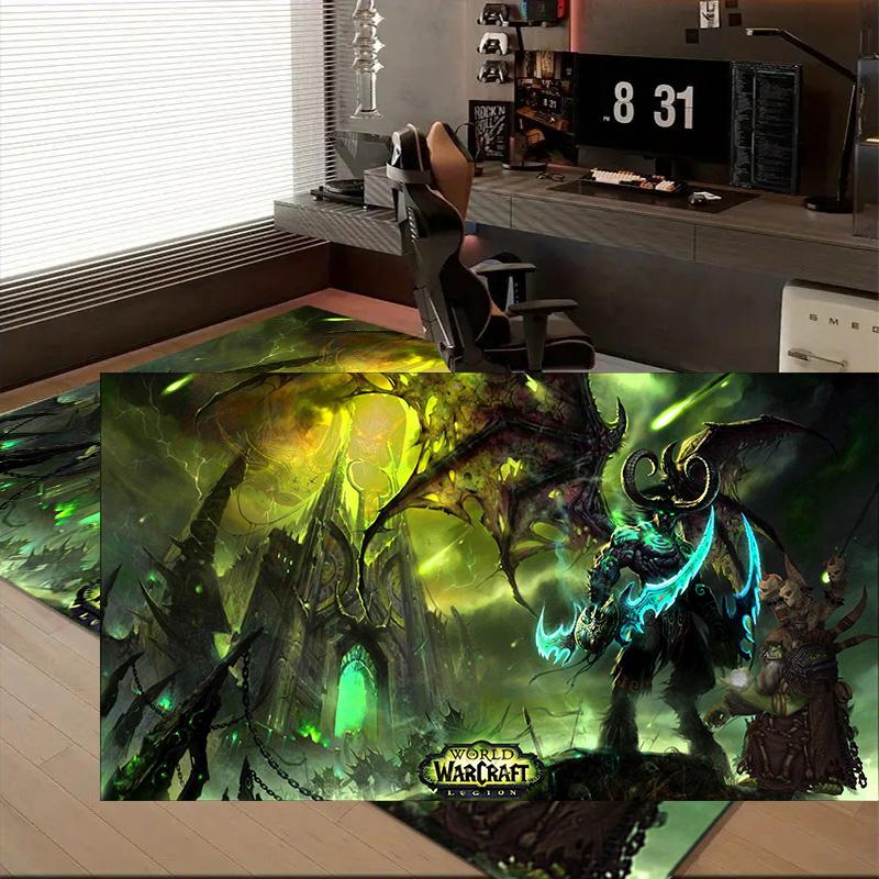 1PC Dragon's Fiery Warcraft Game Floor Mat for Living Room, Game Rooms, Office, Bedroom, Office Floor Mat Playful Design, Christmas Fan Gifts