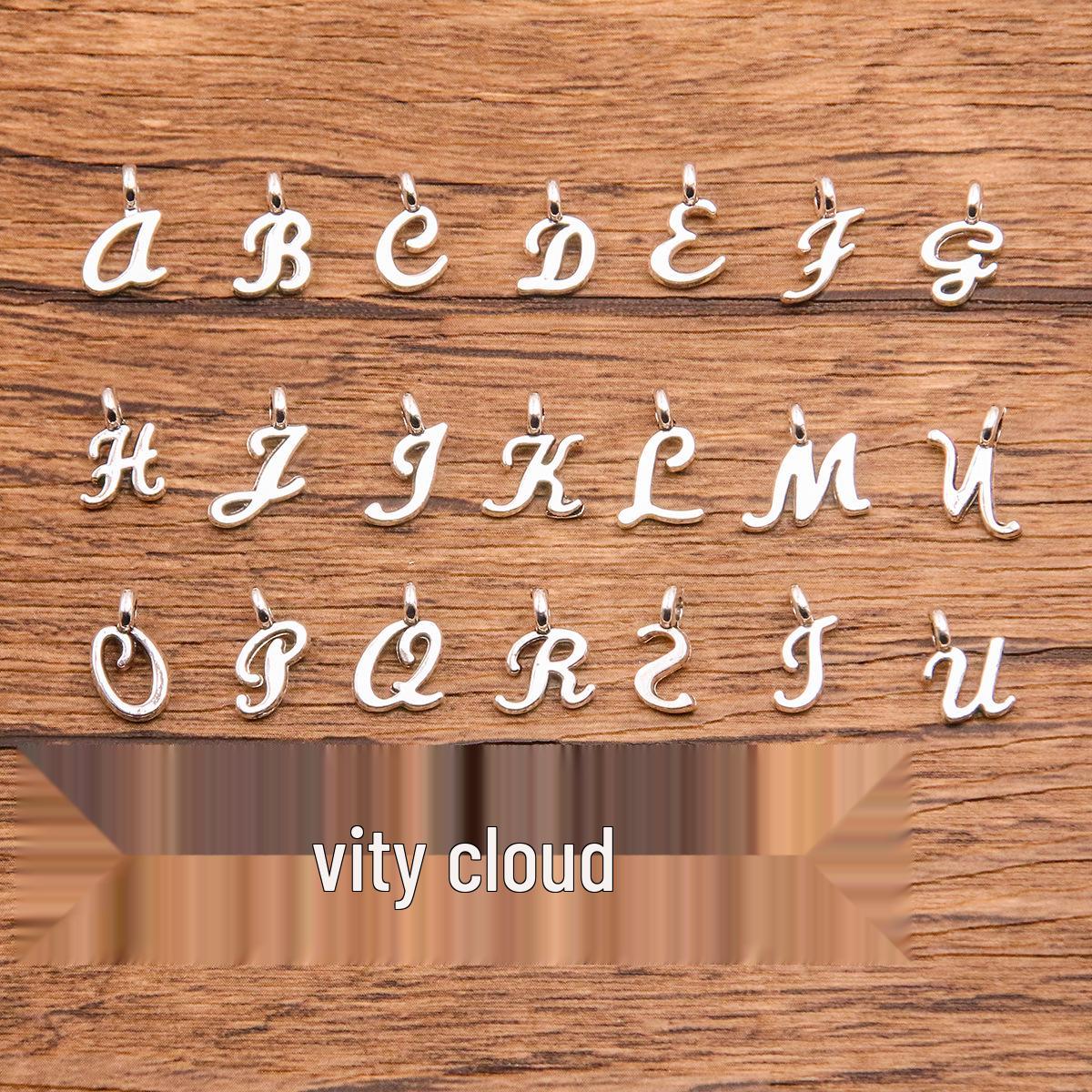 

Античное серебро Подвески с английским алфавитом для DIY ювелирных изделий и аксессуаров