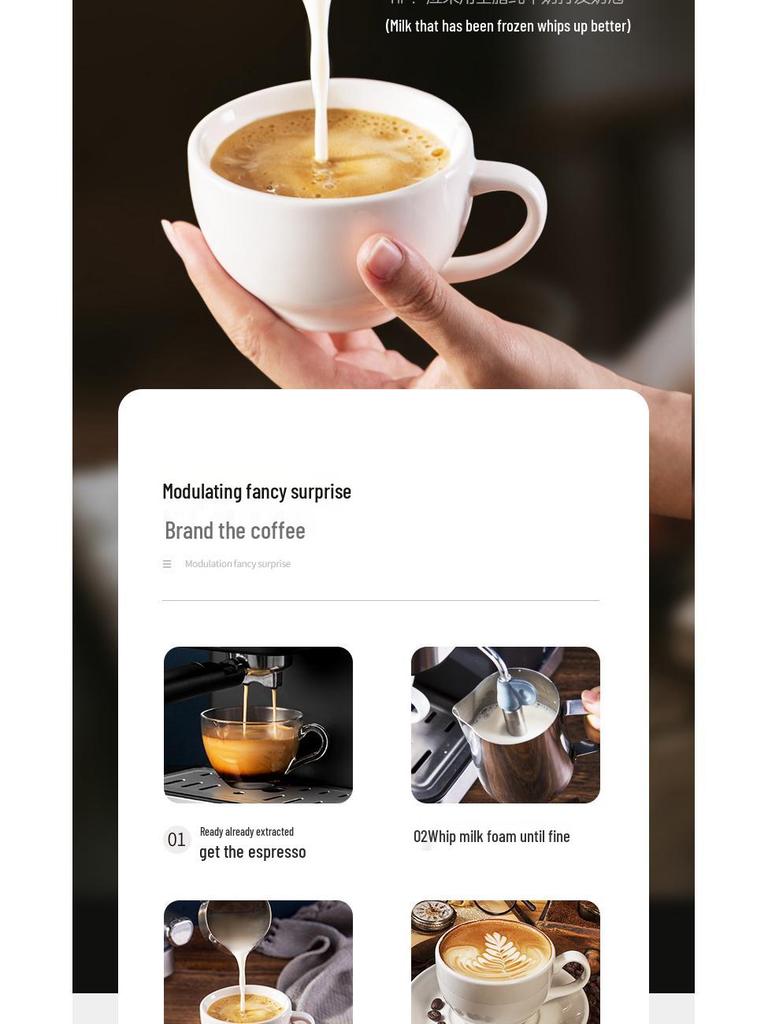 Italian Semi-Automatic Coffee Machine, 20-Bar High-Pressure Steam, Compact for Home or Office, Milk Frother Included