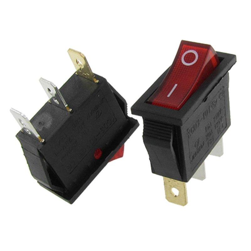 In Stock AC 16A/250V 20A/125V Red Light Illuminated On Off SPST Boat Rocker Switch X 5 Pcs