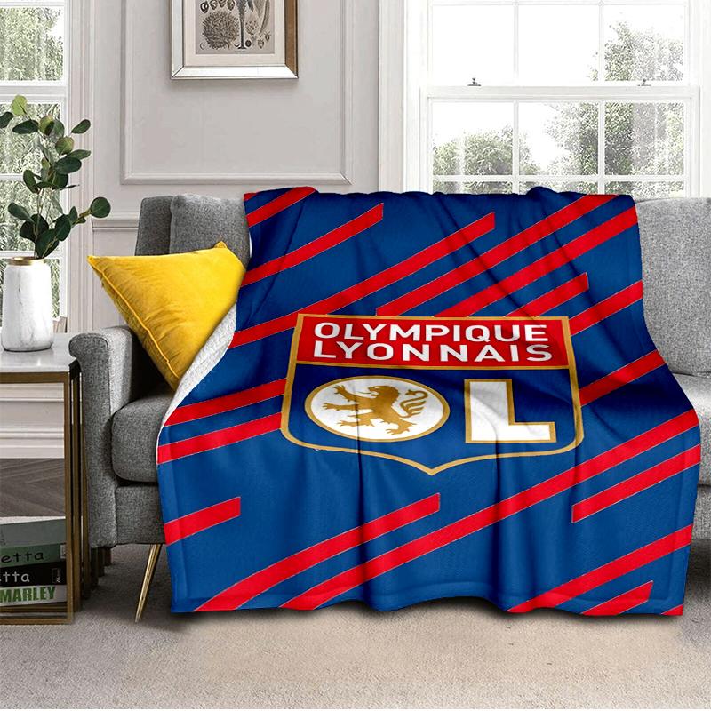 Lyonnais Football Crest Blanket Lightweight Ideal Bedding Blanket Perfect for Travel, Camping, Living Rooms, Offices, Sofas, Fan Christmas Gift