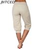BITCED 10 Color Women's Fashion Casual Solid Color Print Pants & Capris