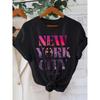 Casual Short Sleeve Top for Spring & Summer Women's Clothing New York City Letter Print Crew Neck T-Shirt