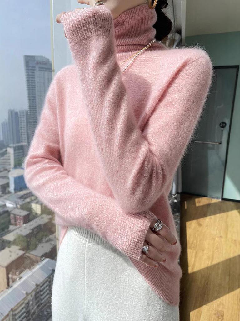 Women's 35% Cashmere Seamless Turtleneck Sweater - Versatile Knit Pullover