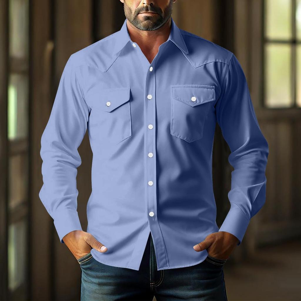 Men's Loose Classic Lapel Multi-pocket Industrial Work Shirt Top