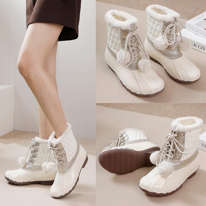 

Women s Snow Boots Autumn and Winter - Thick Sole Comfortable Lightweight Thickened Warm Lined Warm Comfortable Waterproof Fleece Boots 36