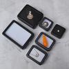 Black Pu Leatherette Bare Stone Box With Buckle Gem Rhinestone Jewelry Storage Naked Container Transparent Window Display