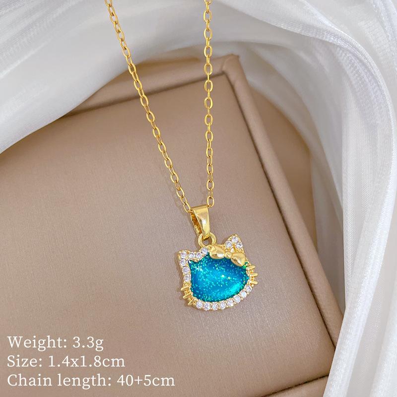 Kupfer-Mikro-Intarsien Leichter Luxus Mode Persönlichkeit Temperament Wunderschöne Voll-Diamant-Halskette Damen Vielseitige Schlüsselbein-Kette Titanstahl