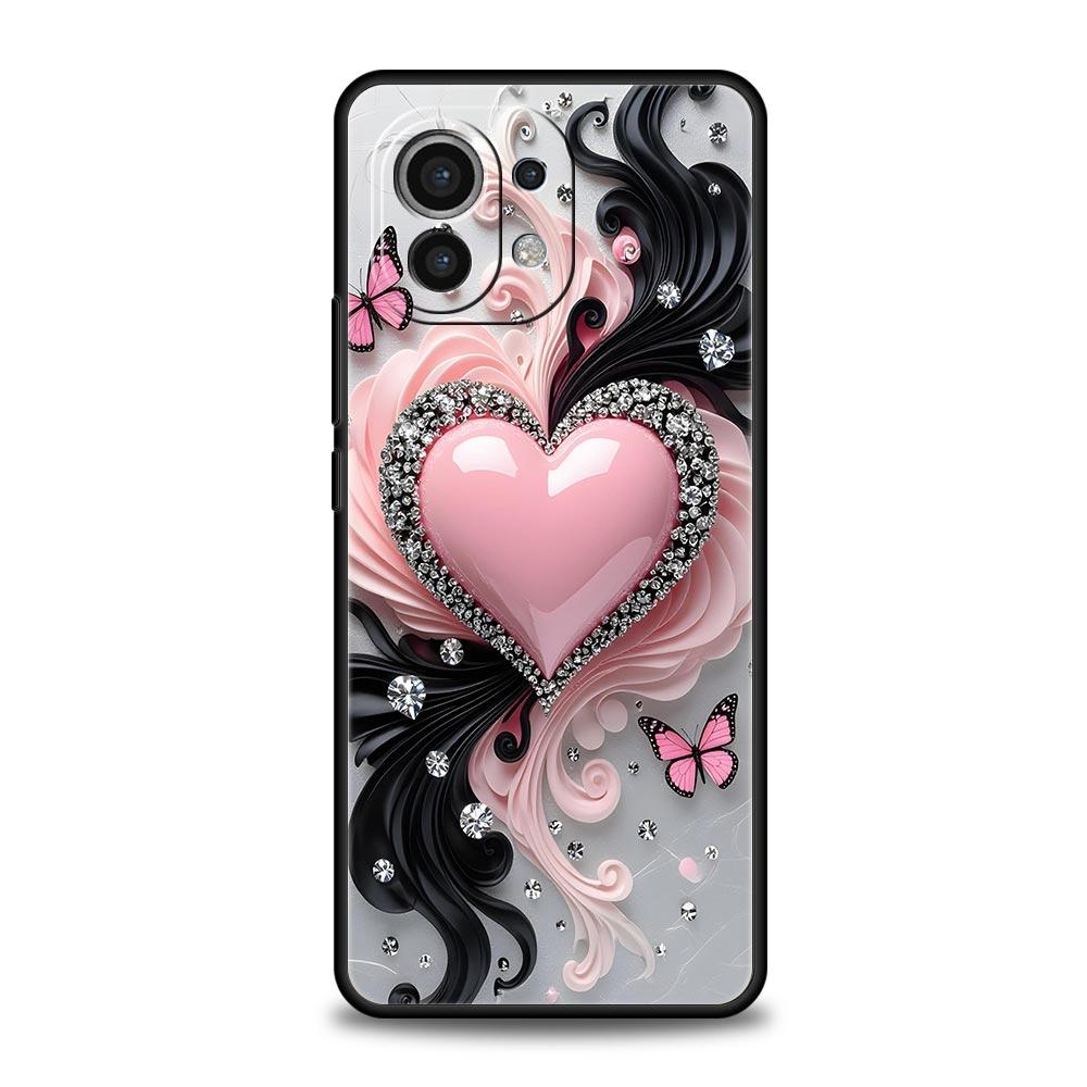 Colored Love Heart Printed Phone Case Cover for Xiaomi Mi 17 15 14 13 12 11 Ultra 15T 14T 13T 12T 11T Pro Lite 5G Soft TPU Shell