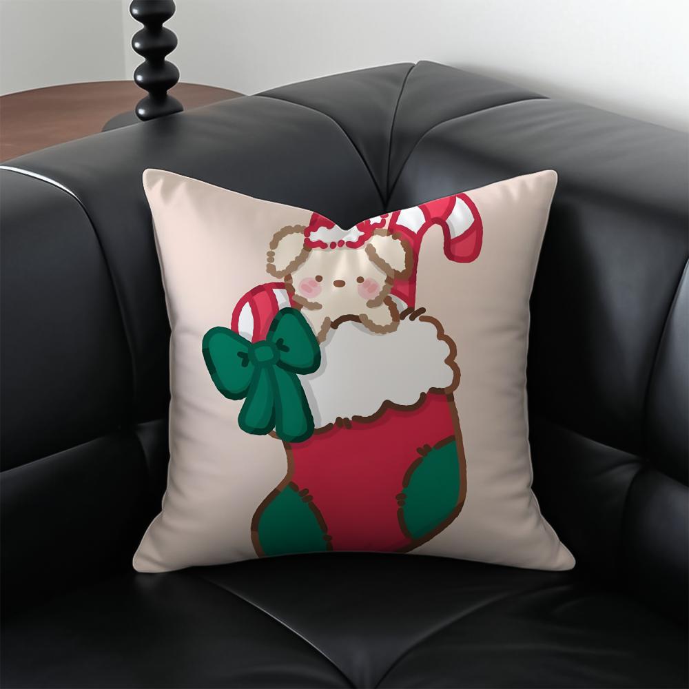 CChristmas Stocking Cushion Cover Pillow Case Antidustmite Invisible zipper silky plush cushion