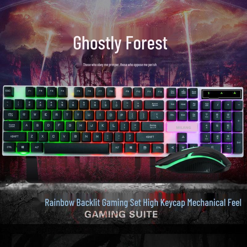 Waterproof Rainbow Backlit Gaming Keyboard & Mouse Set for Home or Office