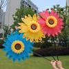 Outdoor Wind Spinner Plastic Sunflower Wind Spinner with Stake 360 Degree Rotating Windmill Yard Wind Sculpture for Home