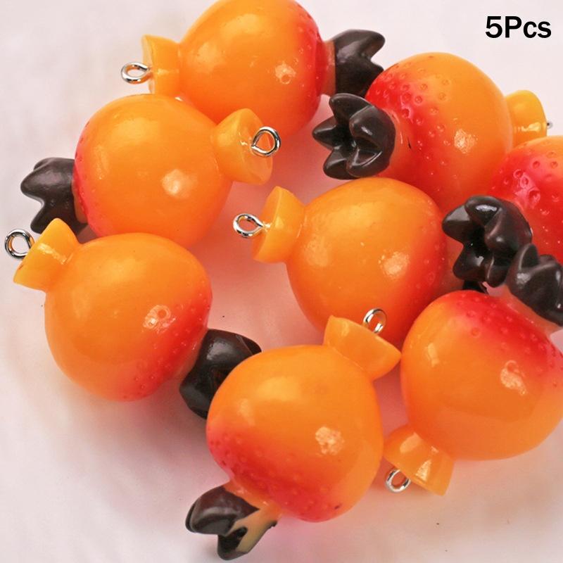 5PCS 3D Lifelike Fruit Miniature Resin Beads Fadeless Color for DIY Bracelet Necklace Jewelry Making Family Craft Activities