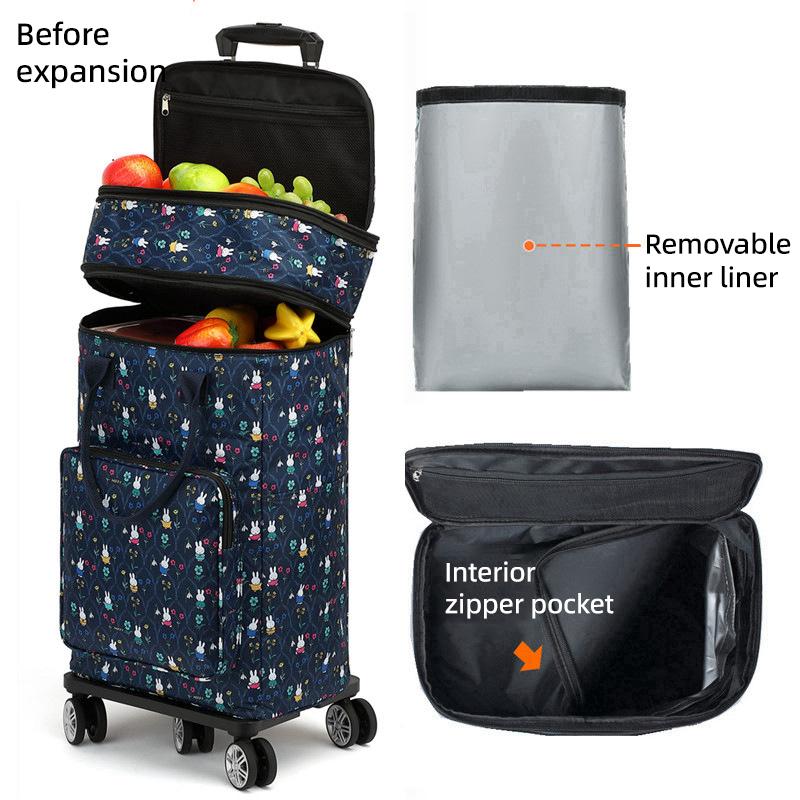 Telescopic Trolley Bag Supermarket Shopping Bag Folding Portable Lightweight Universal Wheel Travel Bag