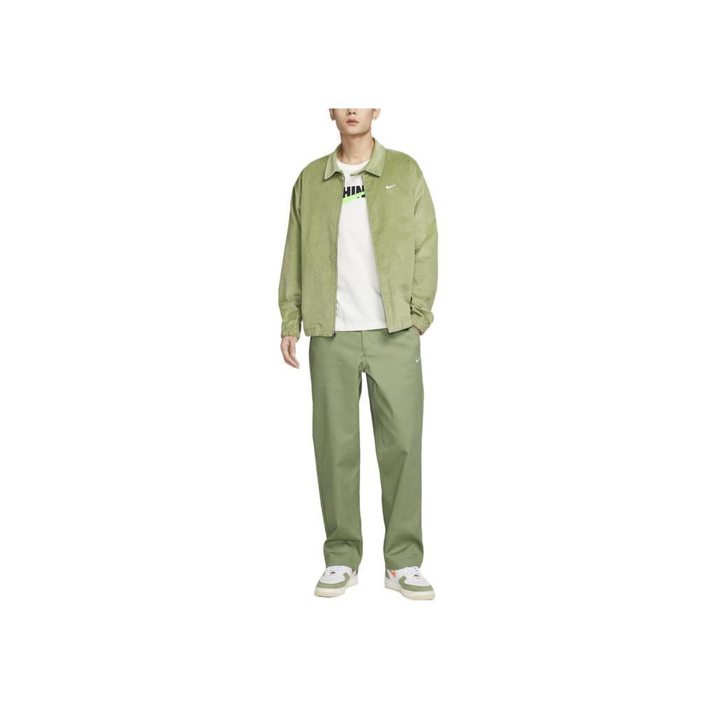 Nike Solid Color Logo Embroidered Loose Straight-Leg Casual Pants Men Bottoms Oil-Green FD0406-386