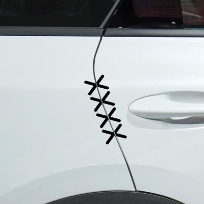 2Pcs 28x6cm Stitching Patch Car Funny Stickers Patching Style Cars Body Decor DIY PVC Vinyl Film Decals Auto Tuning Accessories