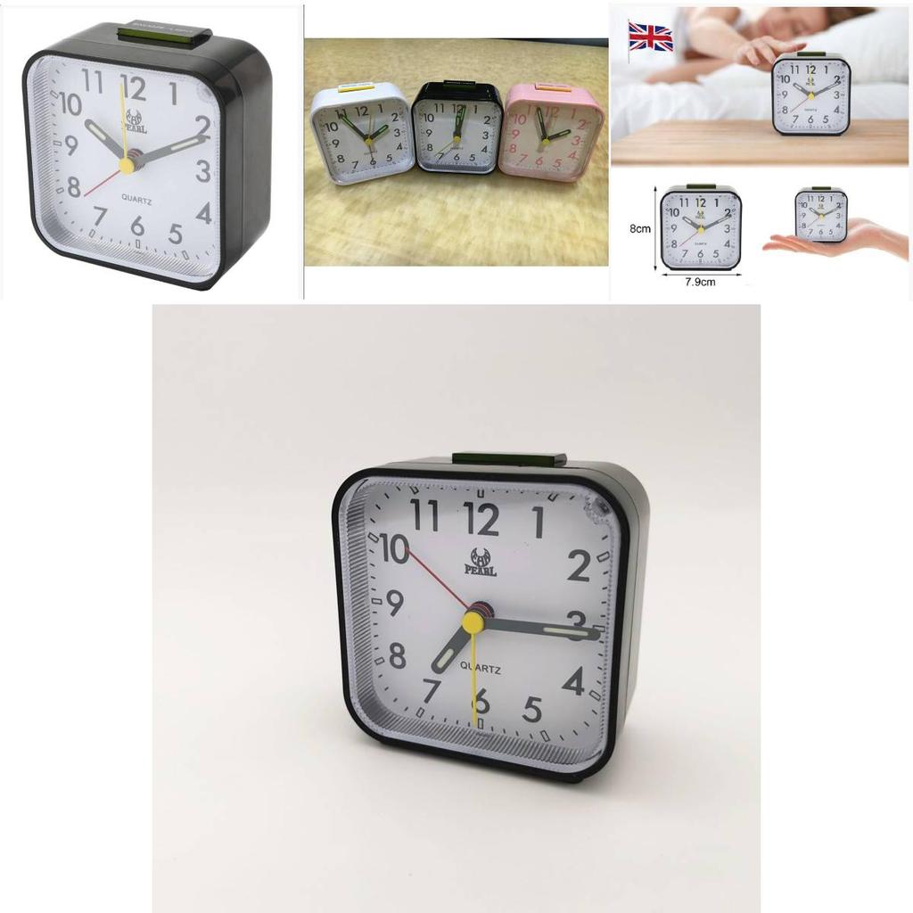 Stylish Silent Alarm Clock Home Bedside Table Clock Children's Study Room Clock Pearl