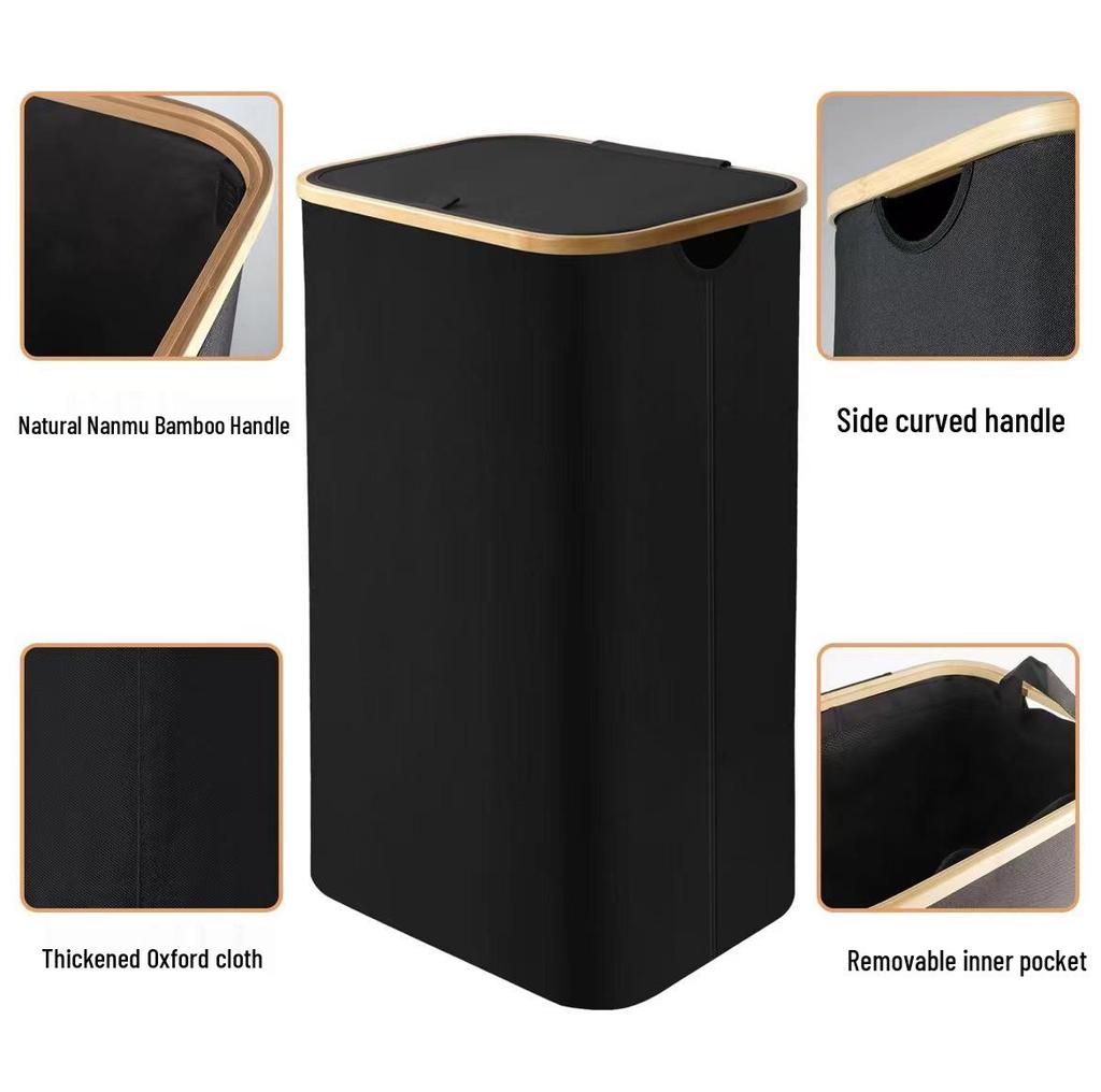 Foldable Laundry Basket with Inner Bag - Bathroom & Bedroom Storage, Oxford Cloth Hamper