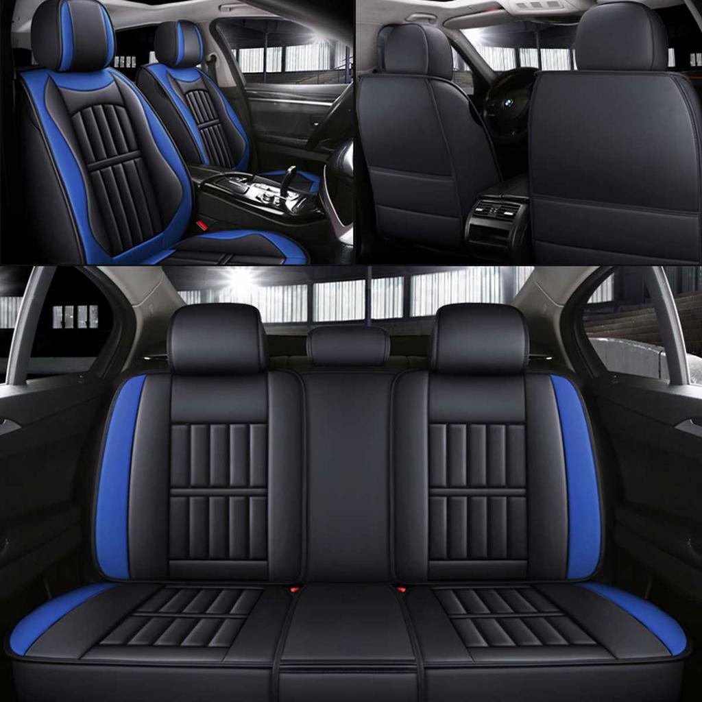 11PCS 5 Seats Car Seat Covers Automobiles Seat Covers Protector Cushion Deluxe PU Leather Front+Rear Full Set SUV Truck