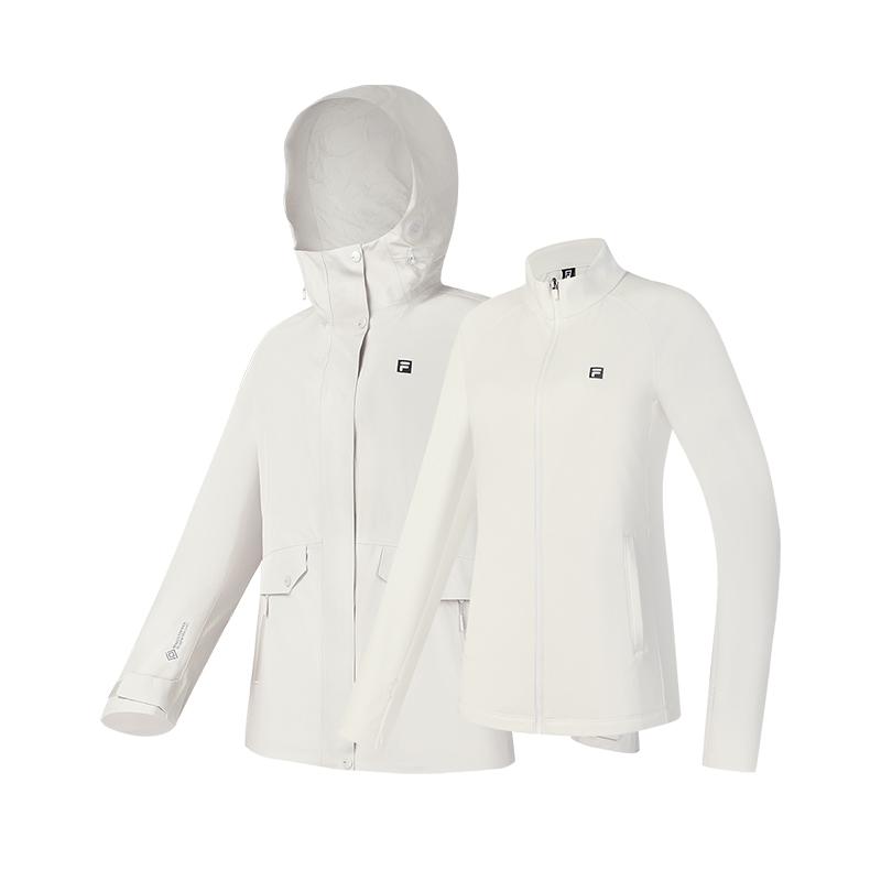 Fila Fleece Versatile Hooded Jacket Two-Piece Set Women Tops Snow-White A11W517706FWT