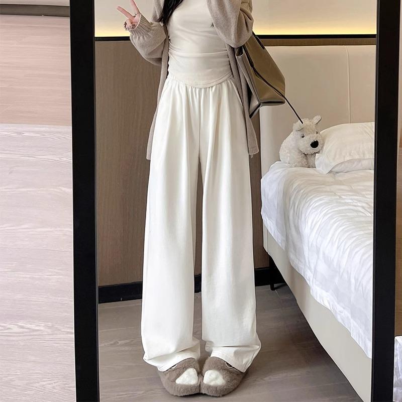 Fleece milk Fu Yamamoto pants women's autumn and winter new high-waisted small loose casual pants thickened wide-leg pants